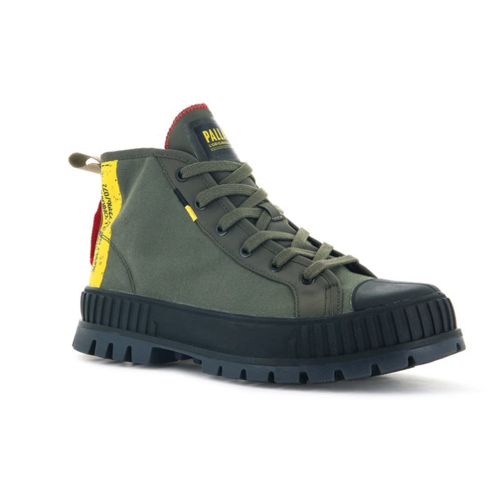 Bottes Palladium Pallashock Supply Hi Femme Vert Olive | FR EBZ951A